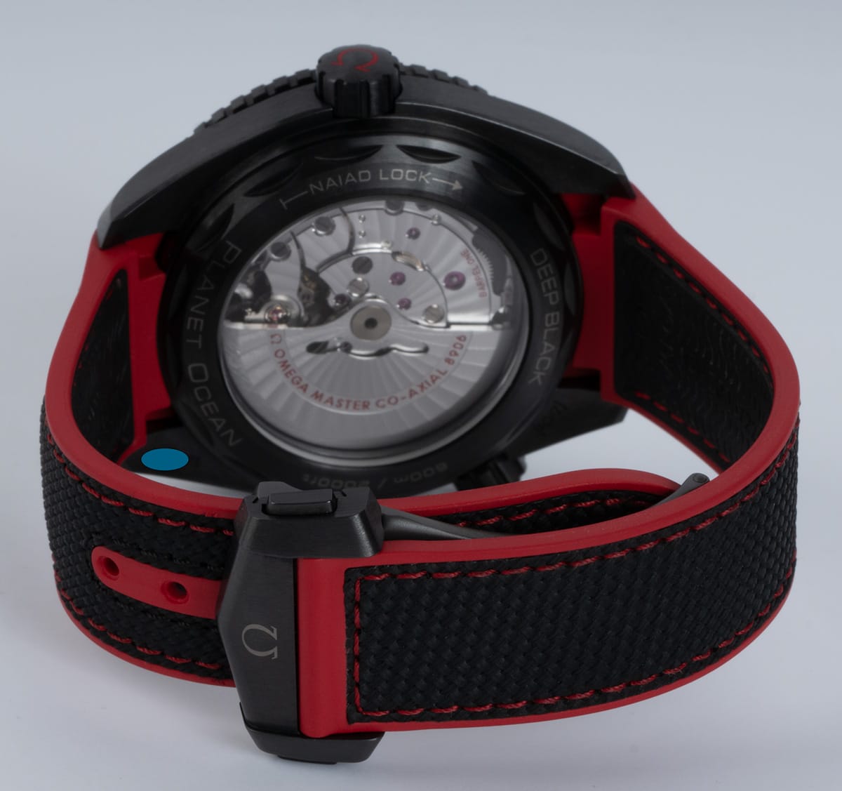 Rear / Band View of Seamaster Planet Ocean GMT 'Deep Black' Red