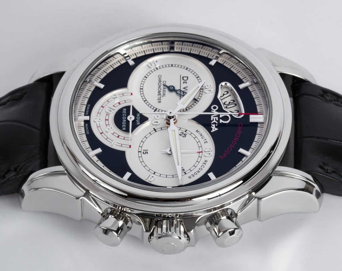 Crown Side Shot of DeVille Co-Axial Chronoscope Chronograph