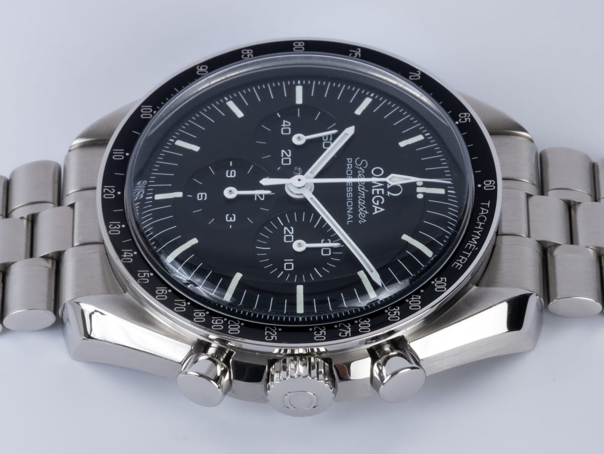 Crown Side Shot of Speedmaster Moonwatch Professional Co-Axial Master Chronometer