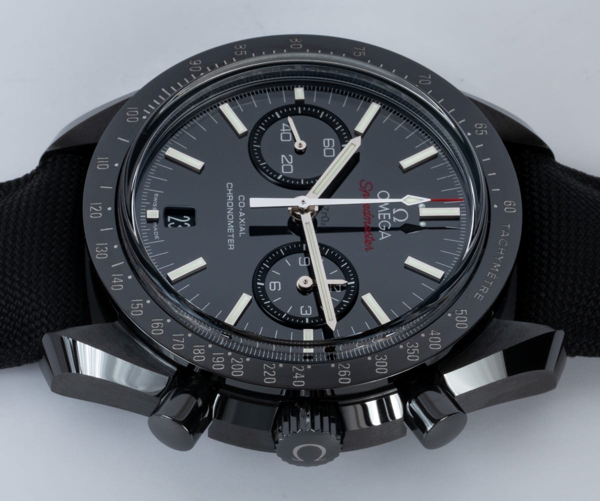 Crown Side Shot of Speedmaster Moonwatch  Chronograph 'Dark Side of the Moon'