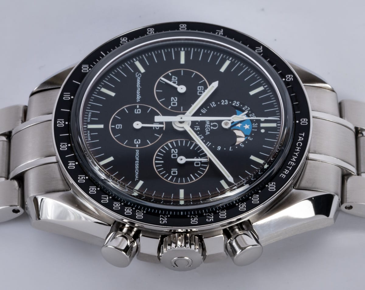 Crown Side Shot of Speedmaster Moon Phase