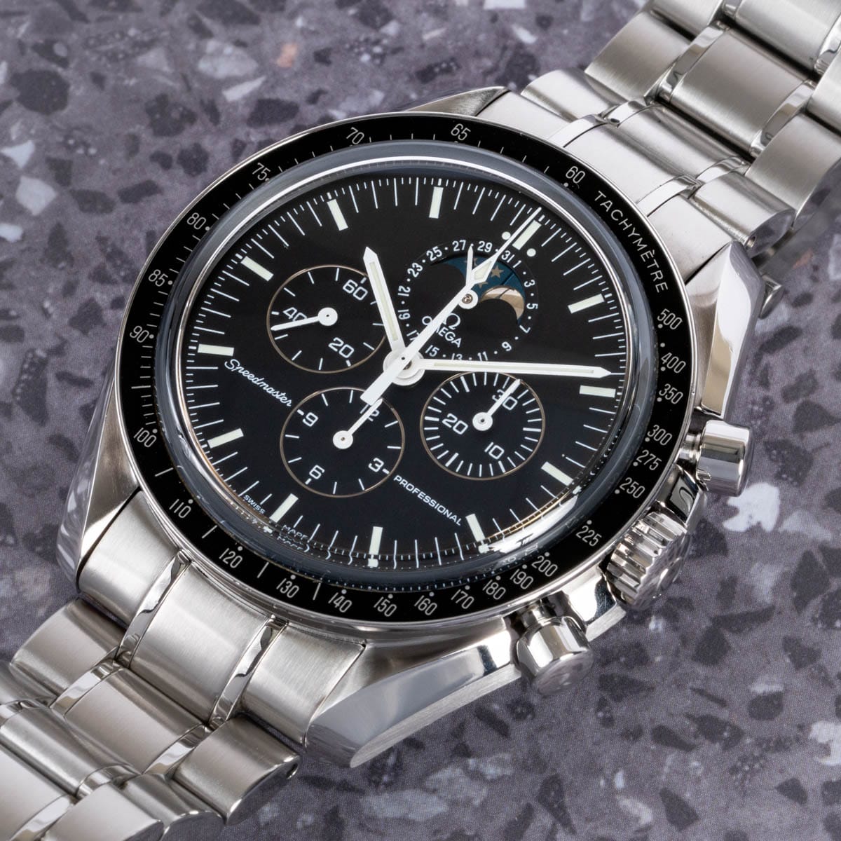 Stylied photo of  of Speedmaster Moon Phase