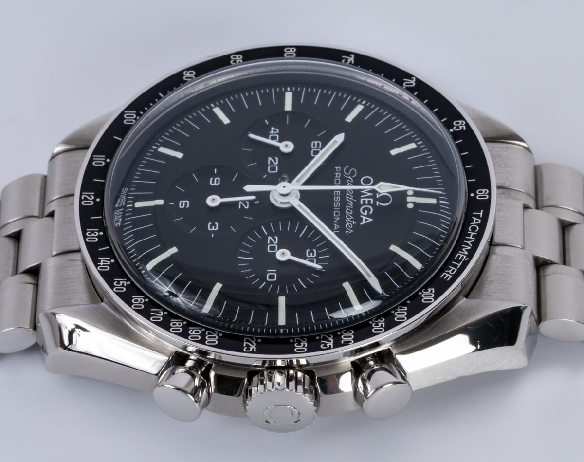 Crown Side Shot of Speedmaster Moonwatch Professional Co-Axial Master Chronometer