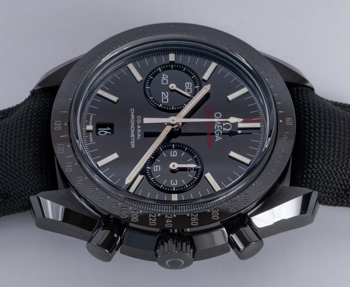 Crown Side Shot of Speedmaster Moonwatch  Chronograph 'Dark Side of the Moon'