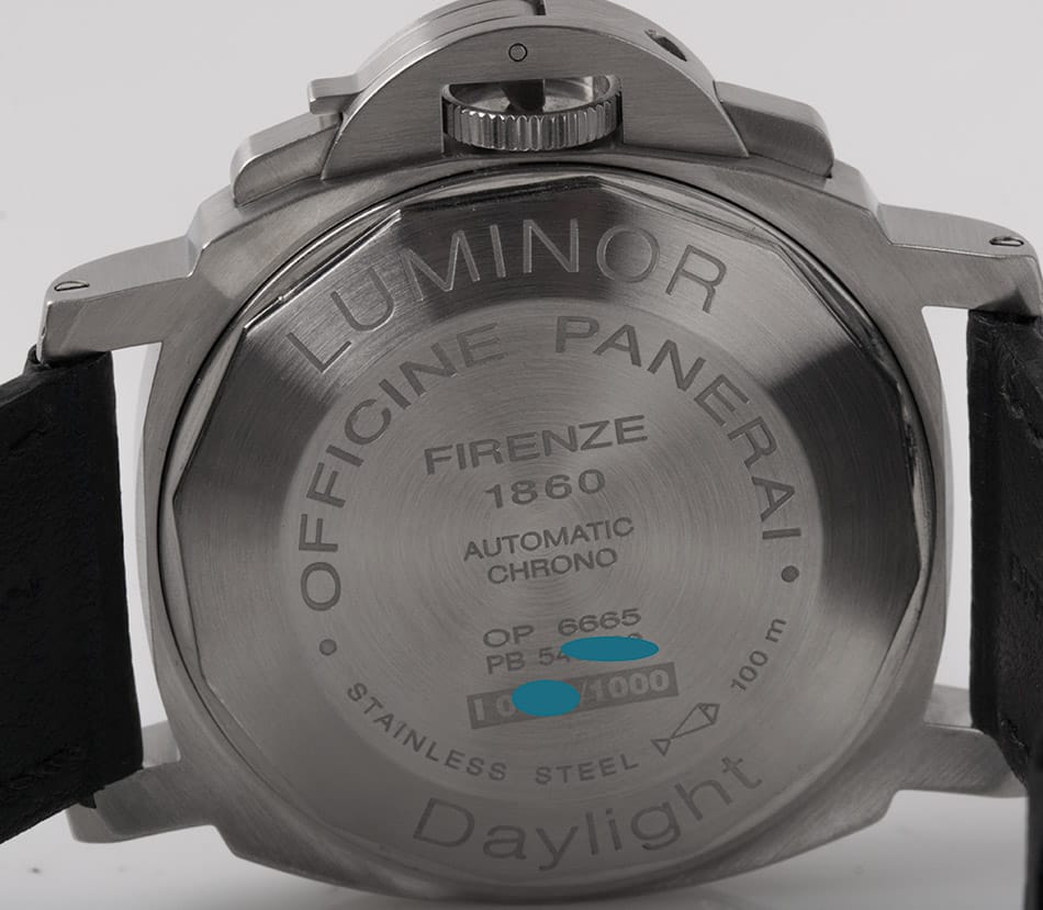 Caseback of Luminor Daylight Chronograph