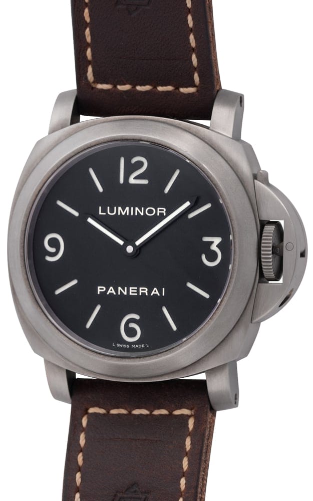 Panerai Luminor Base PAM 176 SOLD OUT black sandwich dial on dark brown Ponte Vecchio strap black rubber strap