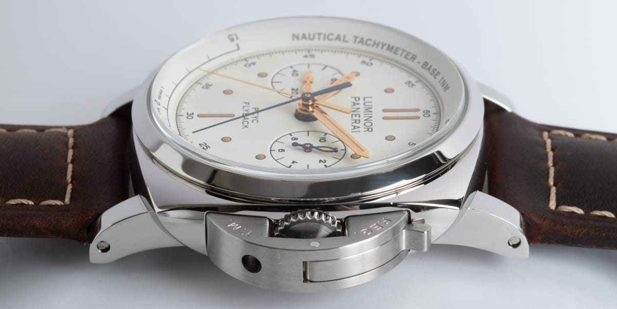 Crown Side Shot of Luminor 1950 PCYC Flyback Chronograph