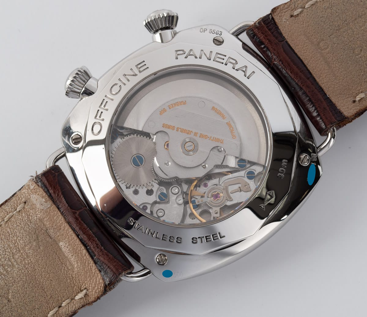 Caseback of Radiomir GMT Alarm