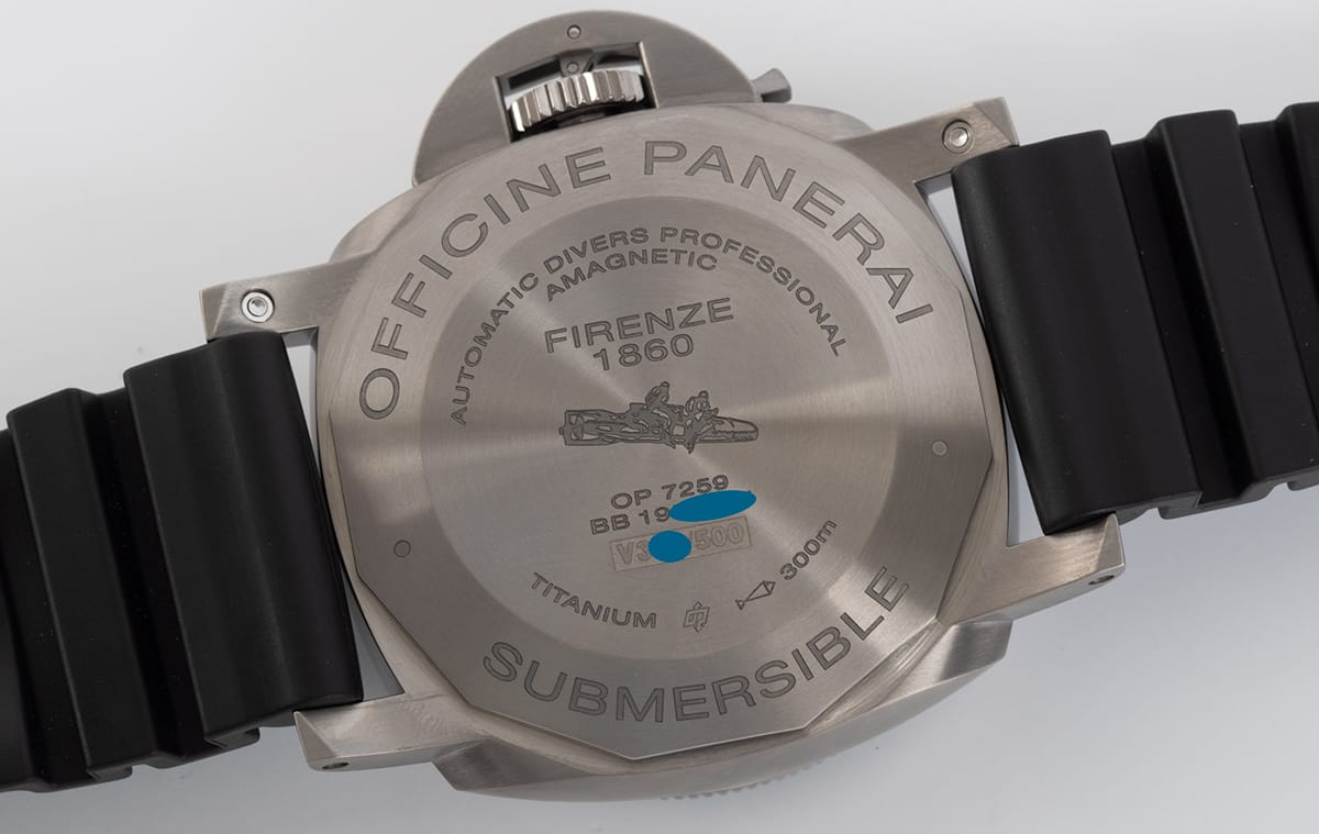 Caseback of Luminor Submersible 1950 Amagnetic 47MM