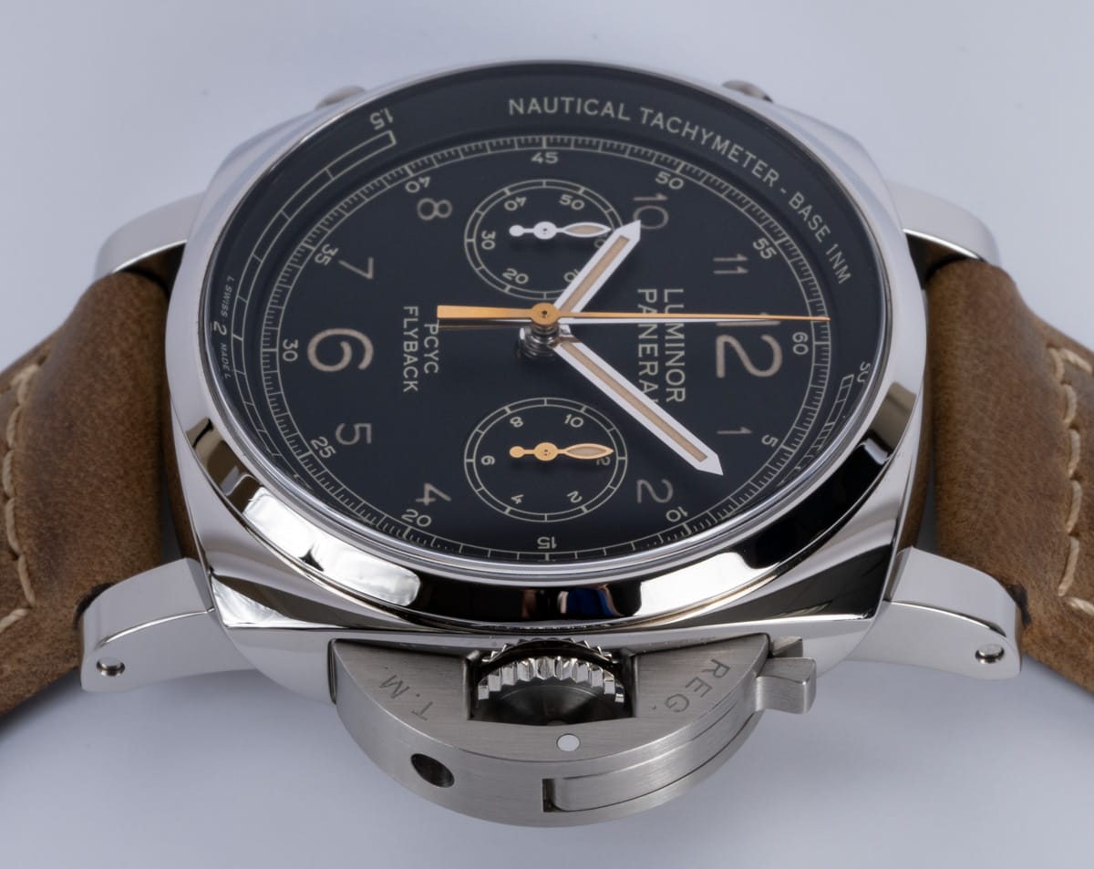 Crown Side Shot of Luminor 1950 PCYC Flyback Chronograph