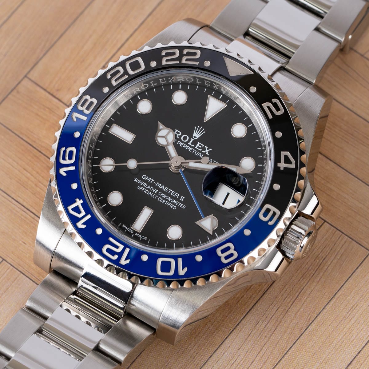 Stylied photo of  of GMT-Master II BLNR 'Batman'