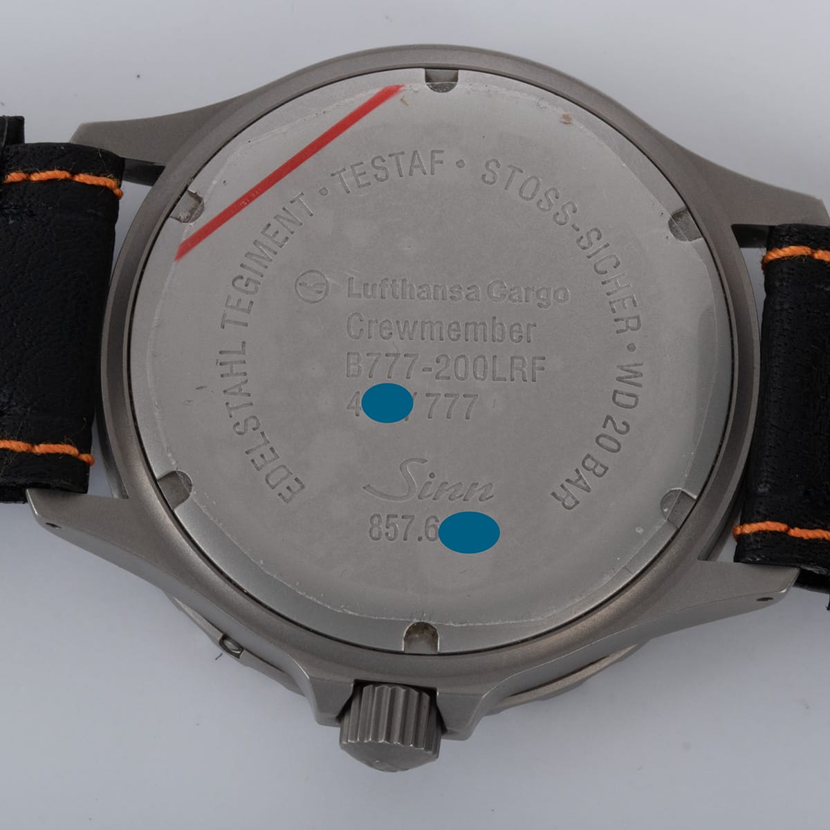 Caseback of 857 UTC Lufthansa Cargo L.E.