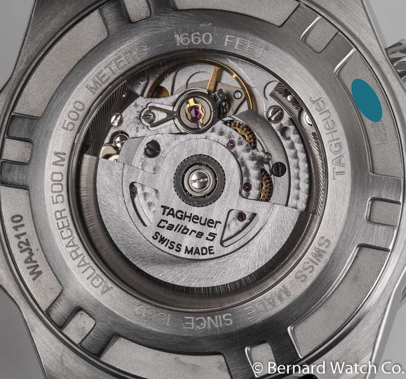 Caseback of Aquaracer Automatic 500M Calibre 5