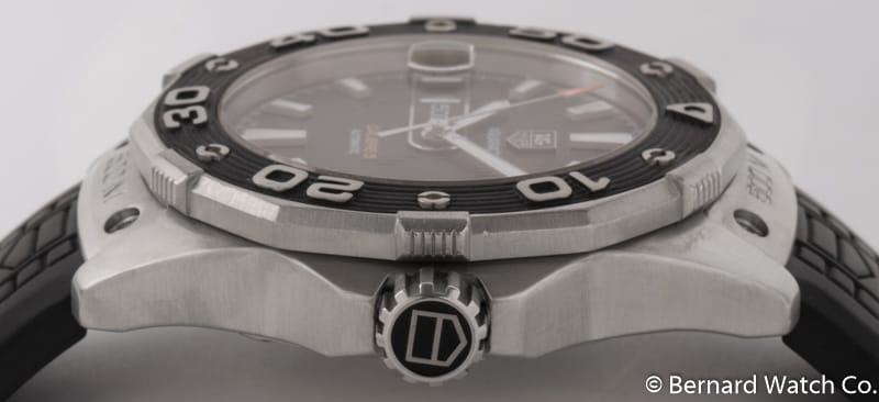 Crown Side Shot of Aquaracer Automatic 500M Calibre 5