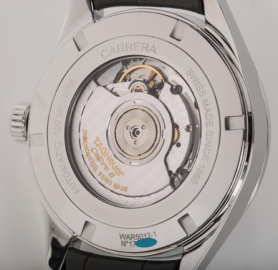 Caseback of Carrera Calibre 8 GMT