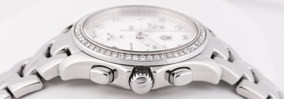 Crown Side Shot of Ladies Link Chronograph