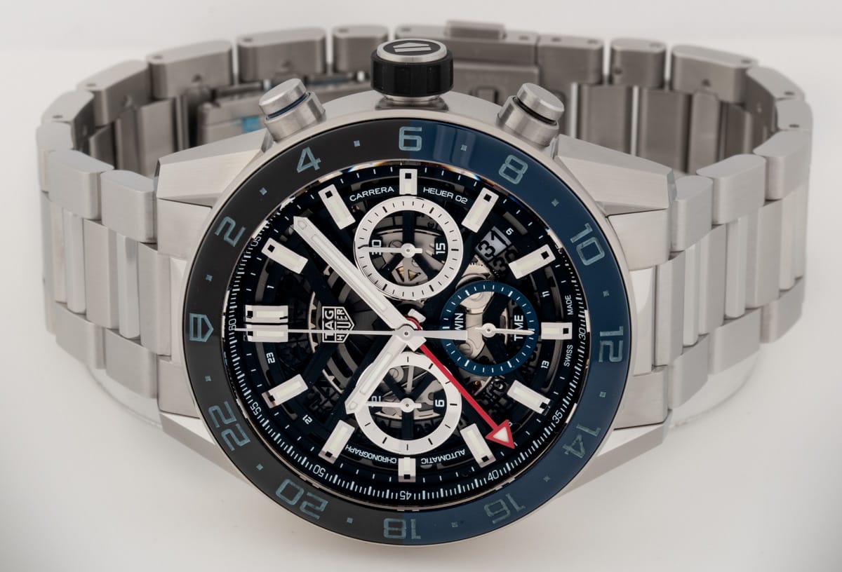 Front View of Carrera Calibre Heuer 02 Chronograph GMT