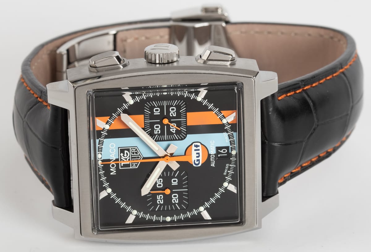Front View of Monaco Chronograph 'Gulf' Limited Edition