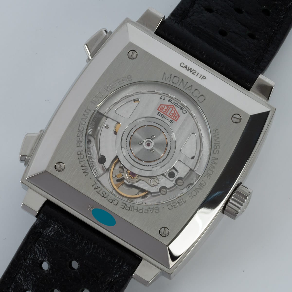 Caseback of Monaco Chronograph Calibre 11