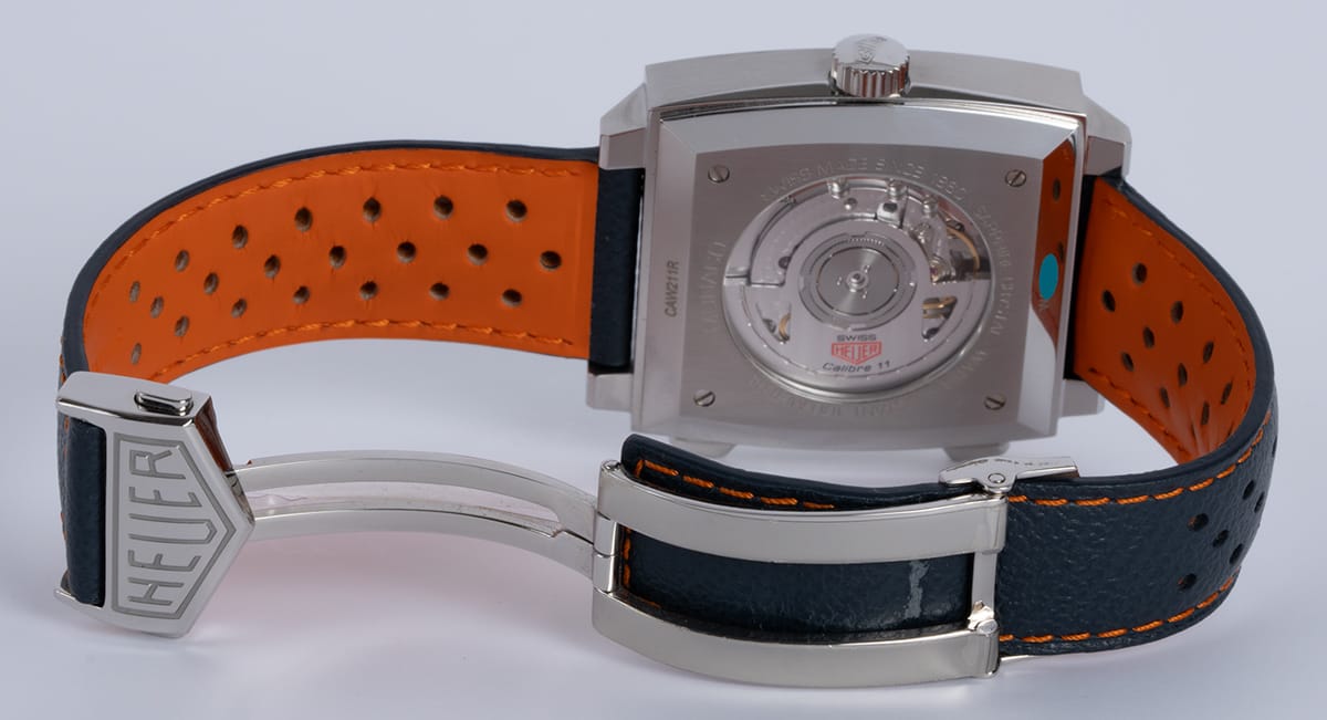 Open Clasp Shot of Monaco Calibre 11 Gulf 50th Anniversary