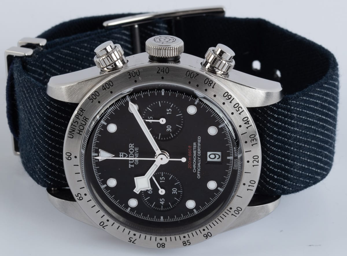 Front View of Heritage Black Bay Chronograph