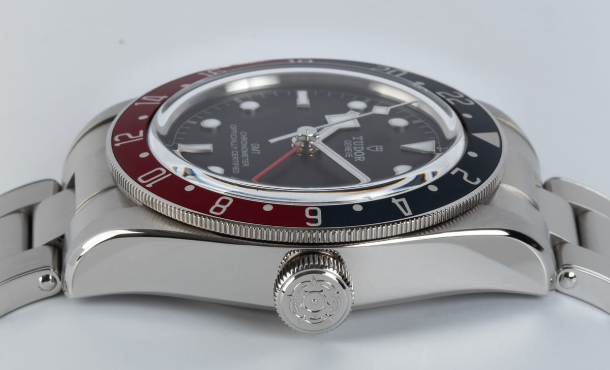 Crown Side Shot of Black Bay GMT 'Pepsi'