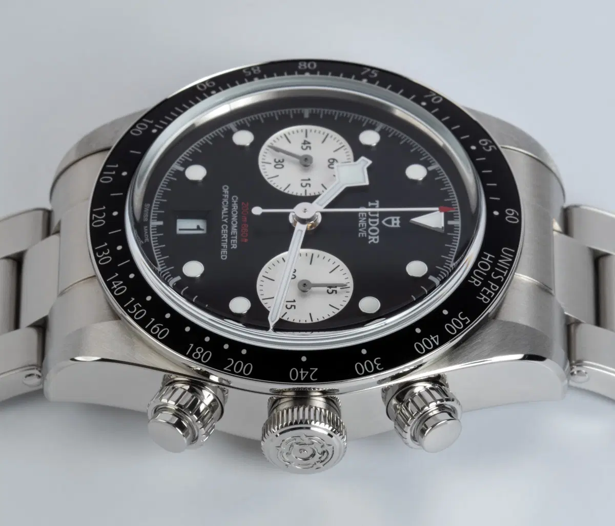 Crown Side Shot of Black Bay Chronograph