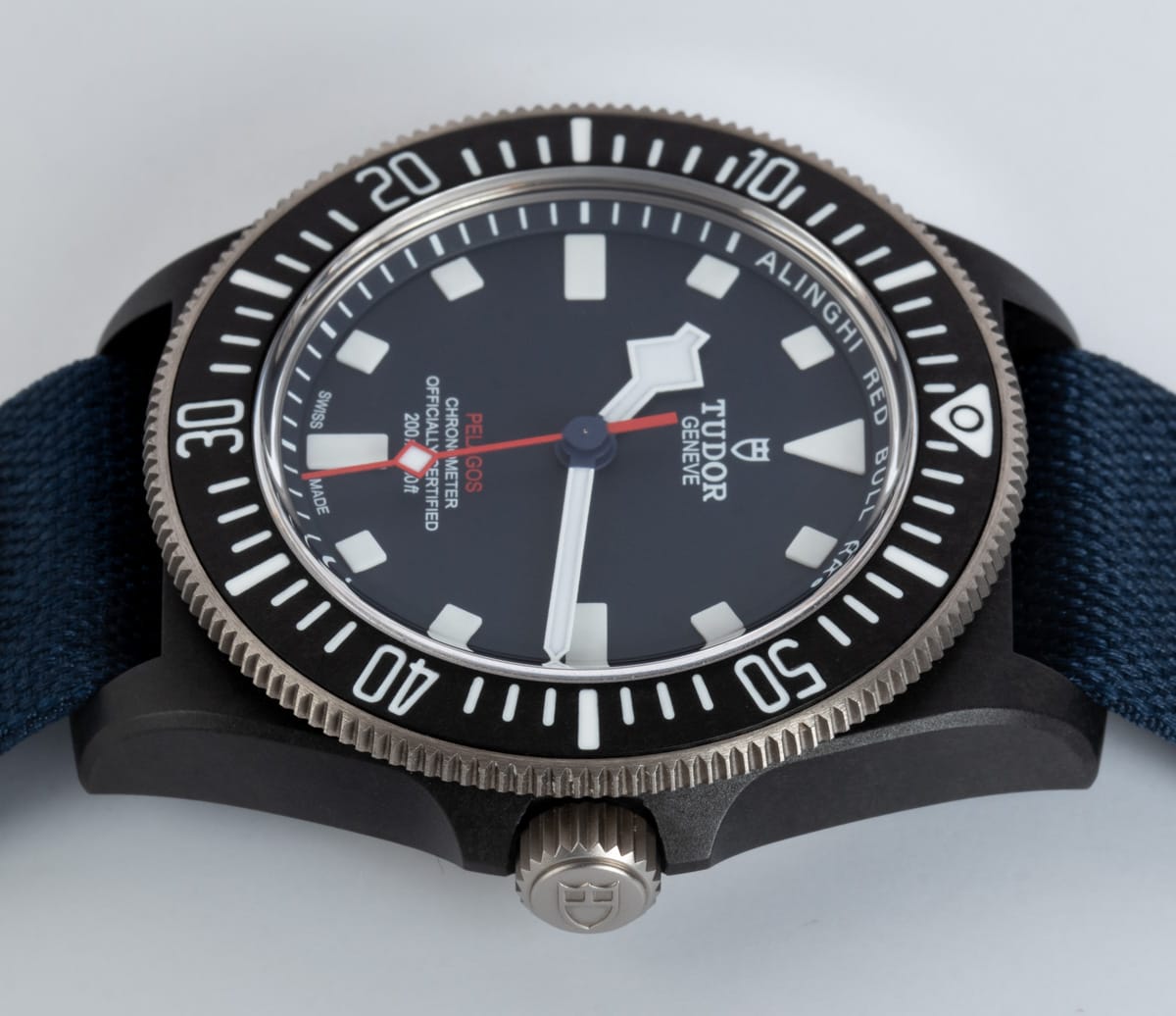 Crown Side Shot of Pelagos FXD 'Red Bull'