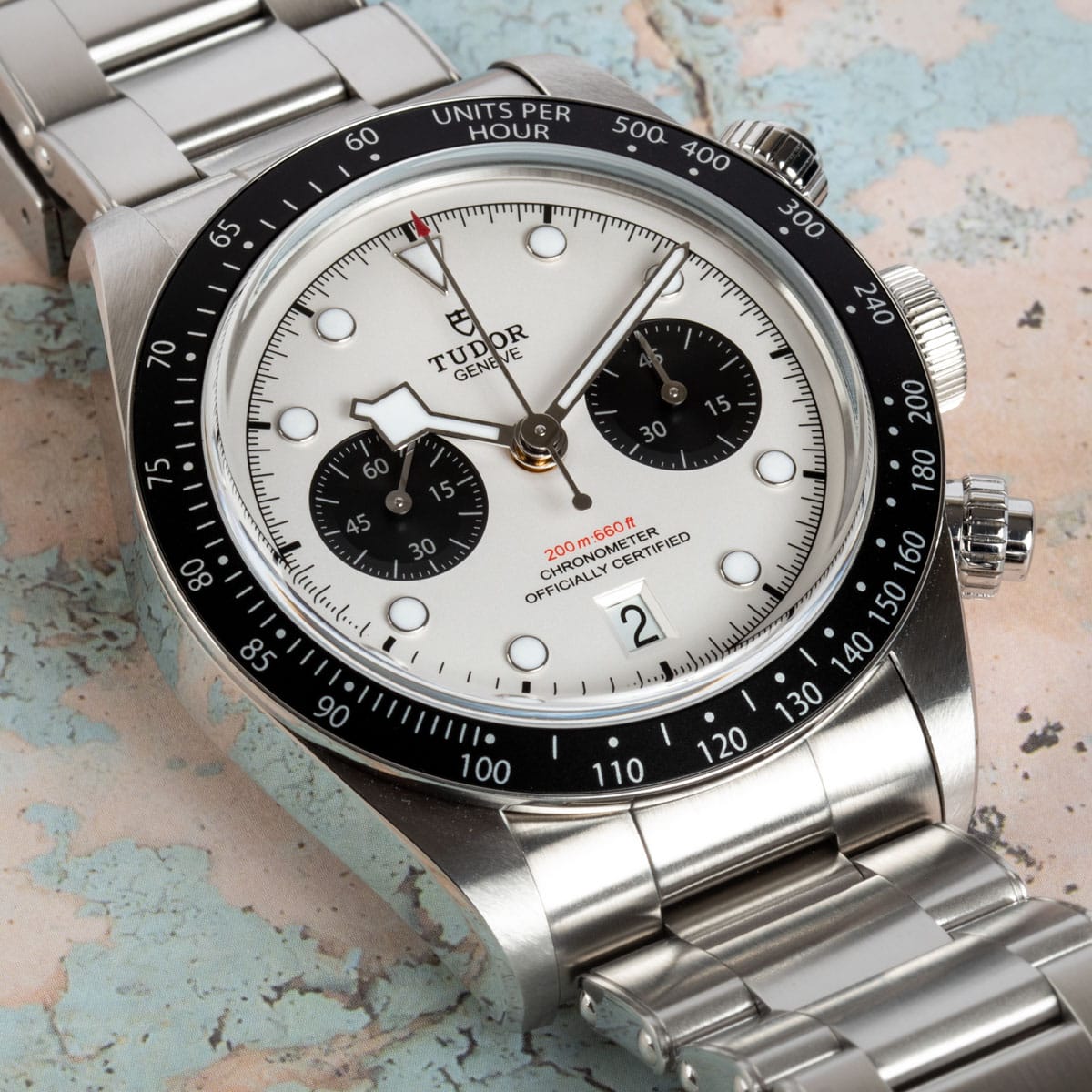 Stylied photo of  of Black Bay Chronograph 'Panda'