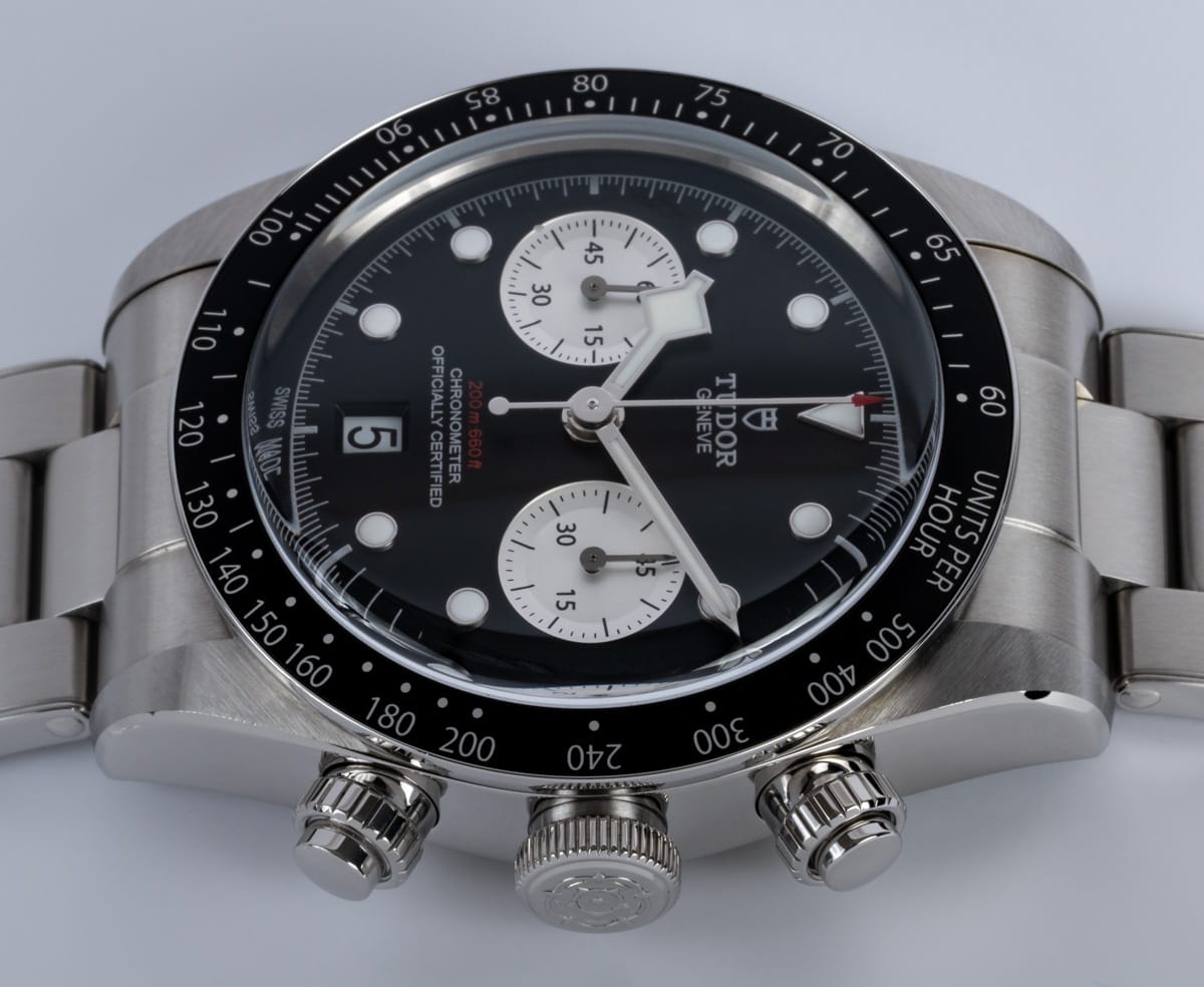 Crown Side Shot of Black Bay Chronograph