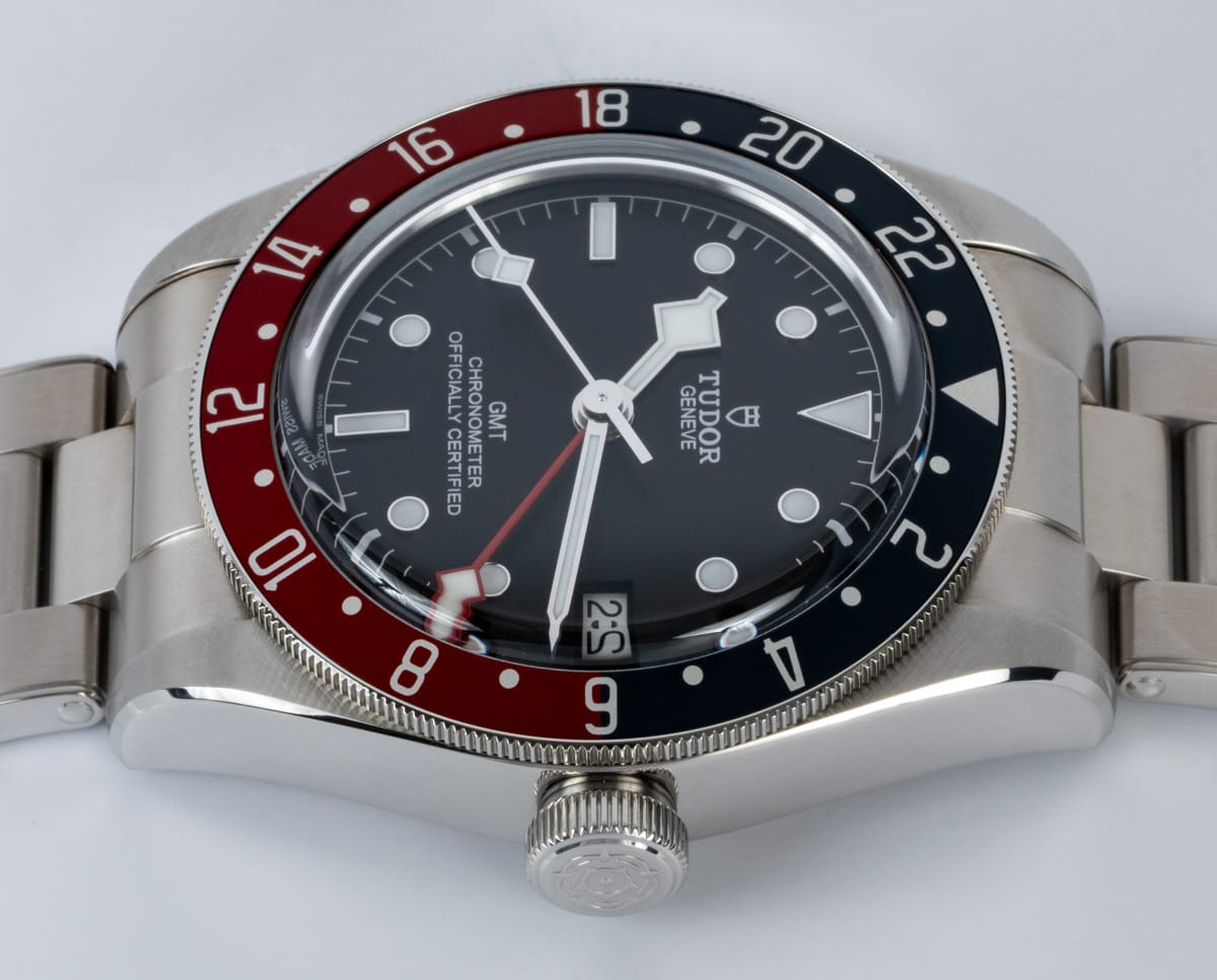 Crown Side Shot of Black Bay GMT 'Pepsi'