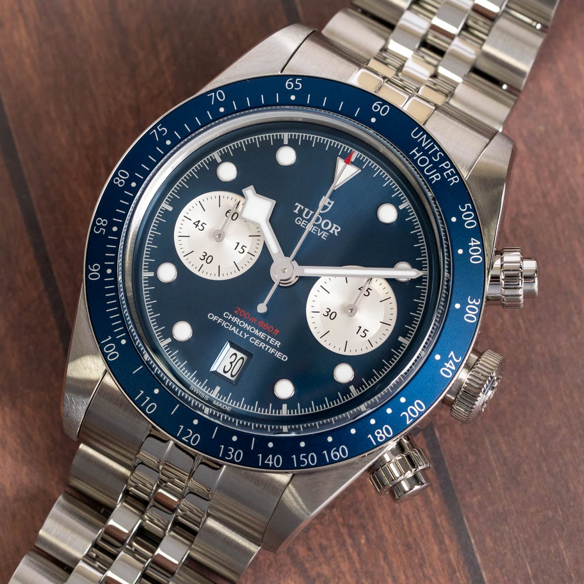 Stylied photo of  of Black Bay Blue Chronograph