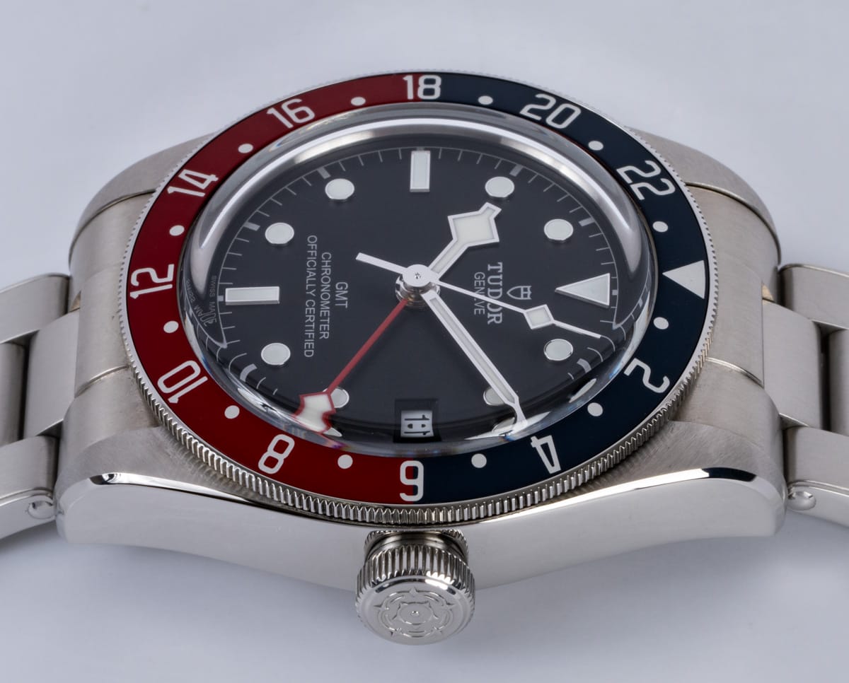 Crown Side Shot of Black Bay GMT 'Pepsi'