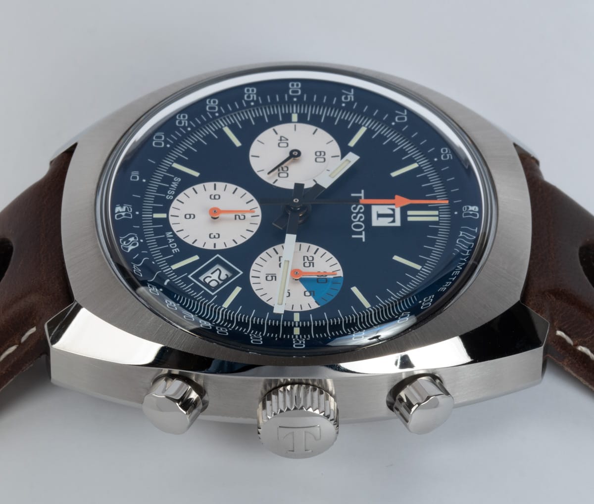 Crown Side Shot of Heritage 1973 Chronograph